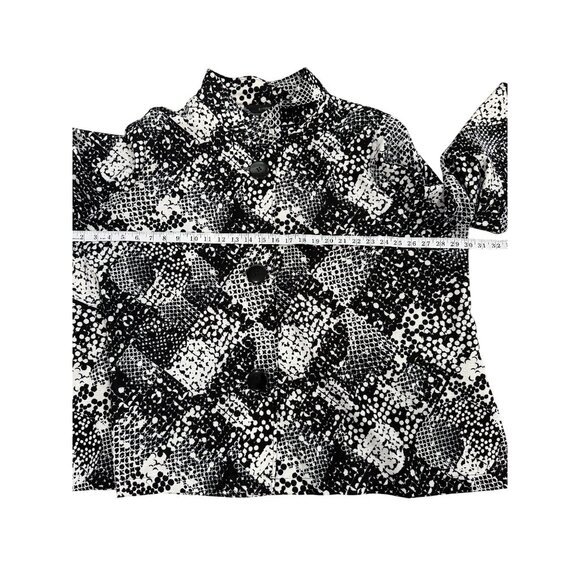 Ali Miles Womens Tunic Button-Up Top Black White Mosaic Jacket Lagenlook Size 3X - Picture 6 of 8